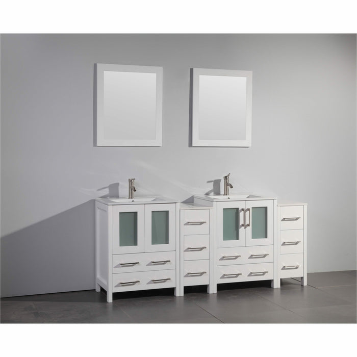 Vanity Art 72 Inch Vanity Cabinet With Ceramic Sinks & Mirrors - VA3024-72