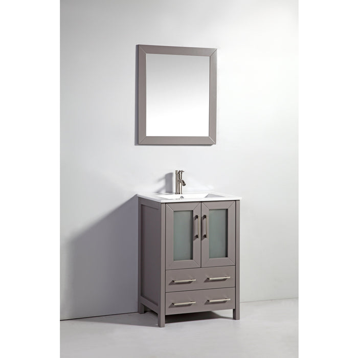 Vanity Art 24 Inch Vanity Cabinet With Ceramic Sink & Mirror VA3024