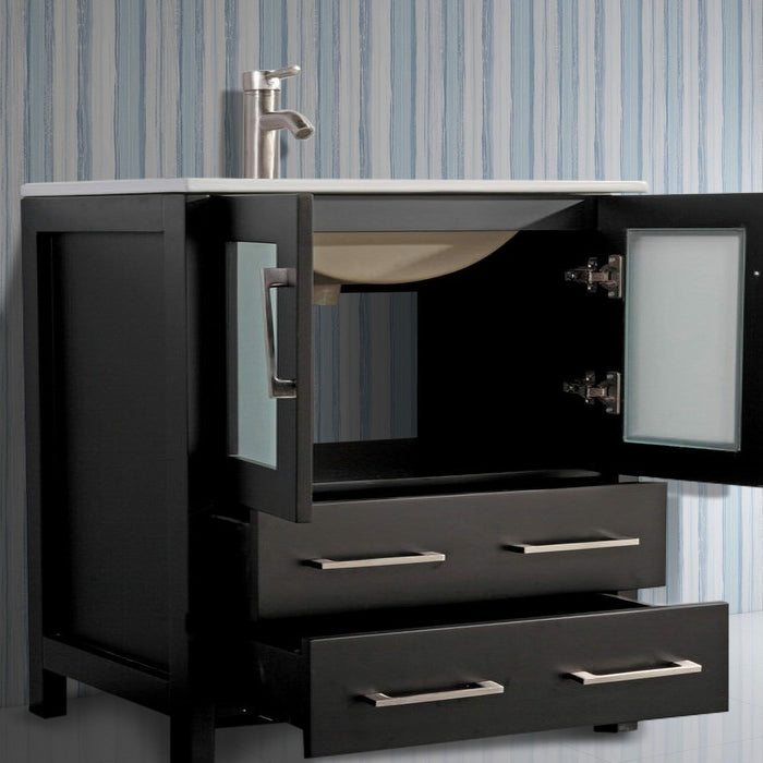 Vanity Art 30 Inch Vanity Cabinet With Ceramic Sink & Mirror VA3030