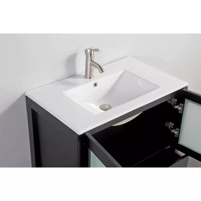 Vanity Art 72 Inch Double Sink Vanity Cabinet with Sink and Mirrors (Vessel Sink) - 1 Side Cabinet VA3130-72