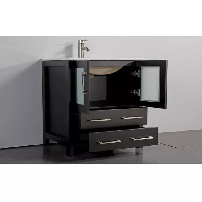 Vanity Art 72 Inch Double Sink Vanity Cabinet with Sink and Mirrors (Vessel Sink) - 1 Side Cabinet VA3130-72