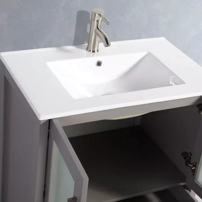 Vanity Art 72 Inch Double Sink Vanity Cabinet with Sink and Mirrors (Vessel Sink) - 1 Side Cabinet VA3130-72