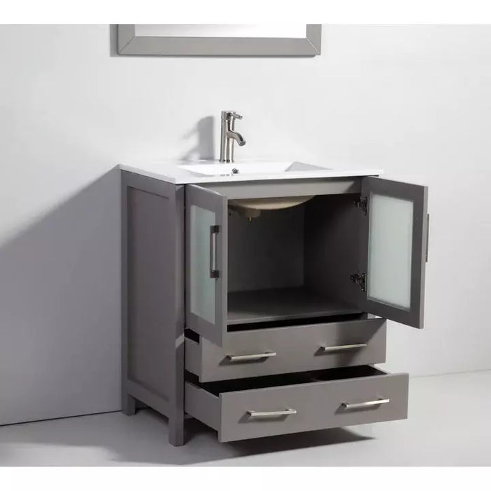 Vanity Art 72 Inch Double Sink Vanity Cabinet with Sink and Mirrors (Vessel Sink) - 1 Side Cabinet VA3130-72