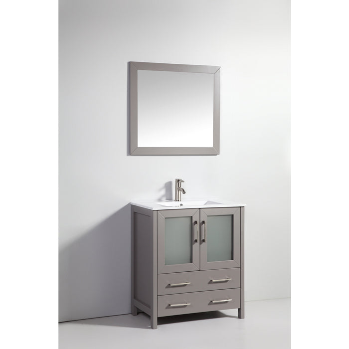 Vanity Art 30 Inch Vanity Cabinet With Ceramic Sink & Mirror VA3030