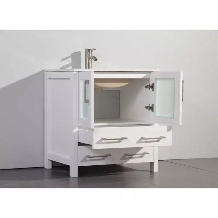 Vanity Art 72 Inch Double Sink Vanity Cabinet with Sink and Mirrors (Vessel Sink) - 1 Side Cabinet VA3130-72