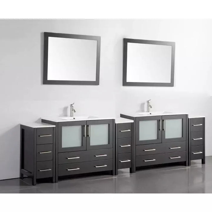 Vanity Art Vanity Art 108 Inch Double Sink Vanity Cabinet with Sink and Mirrors Ceramic Top - 3 Side Cabinets VA3036-108