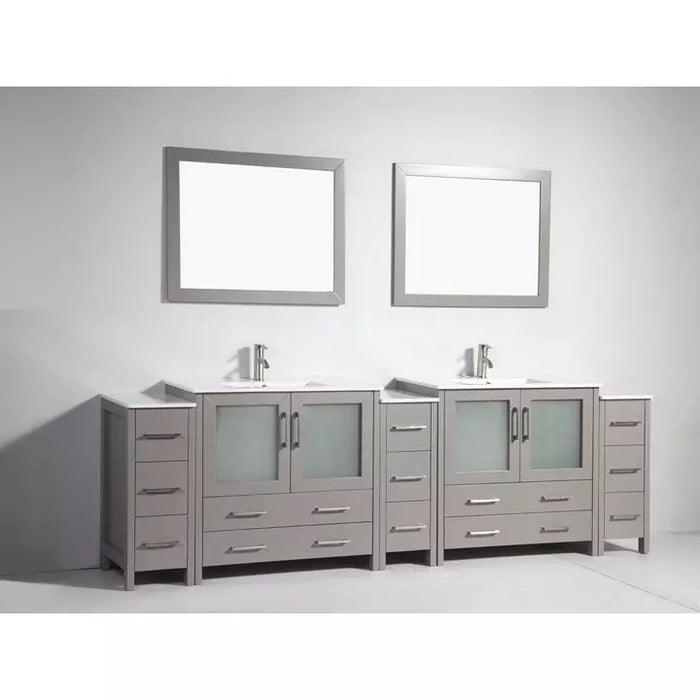 Vanity Art Vanity Art 108 Inch Double Sink Vanity Cabinet with Sink and Mirrors Ceramic Top - 3 Side Cabinets VA3036-108