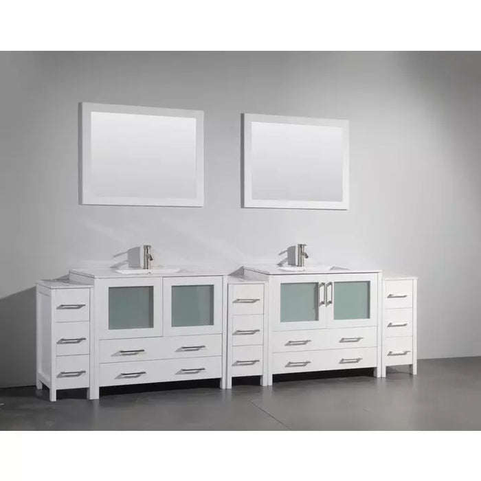 Vanity Art Vanity Art 108 Inch Double Sink Vanity Cabinet with Sink and Mirrors Ceramic Top - 3 Side Cabinets VA3036-108