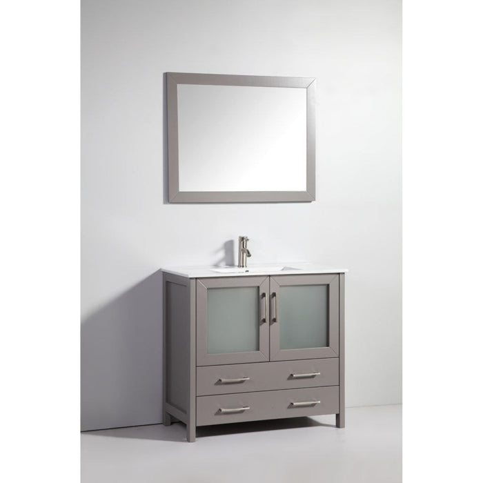 Vanity Art 36 Inch Vanity Cabinet With Ceramic Sink & Mirror Espresso VA3036