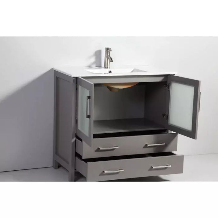 Vanity Art Vanity Art 108 Inch Double Sink Vanity Cabinet with Sink and Mirrors Ceramic Top - 3 Side Cabinets VA3036-108