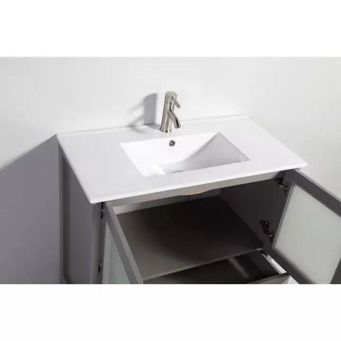 Vanity Art Vanity Art 108 Inch Double Sink Vanity Cabinet with Sink and Mirrors Ceramic Top - 3 Side Cabinets VA3036-108