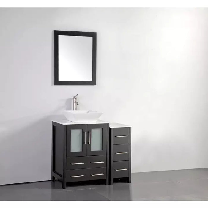 Vanity Art 36 Inch Single Sink Vanity Cabinet with Sink and Mirror - 1 Side Cabinet VA3124-36