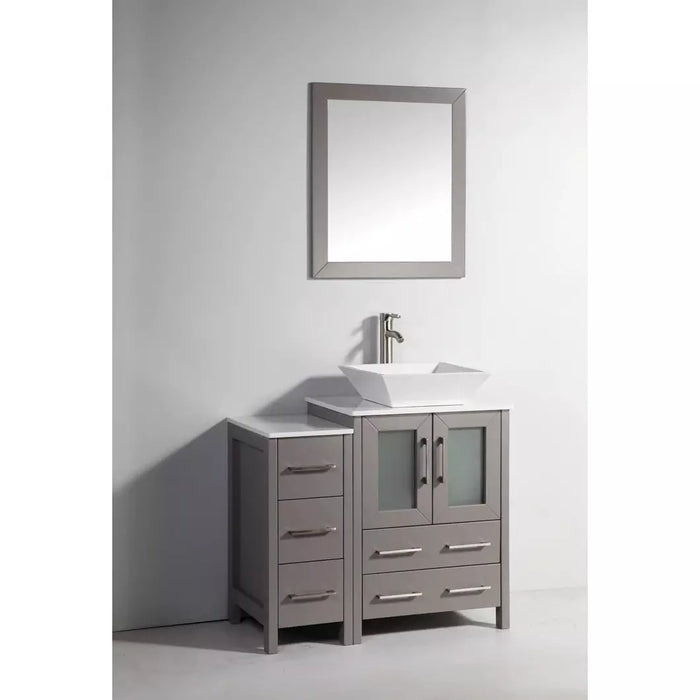 Vanity Art 36 Inch Single Sink Vanity Cabinet with Sink and Mirror - 1 Side Cabinet VA3124-36