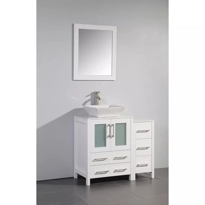 Vanity Art 36 Inch Single Sink Vanity Cabinet with Sink and Mirror - 1 Side Cabinet VA3124-36