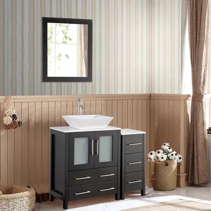 Vanity Art 36 Inch Single Sink Vanity Cabinet with Sink and Mirror - 1 Side Cabinet VA3124-36