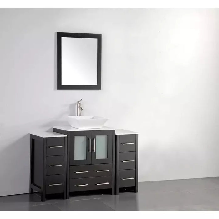 Vanity Art 48 Inch Single Sink Vanity Cabinet with Sink and Mirror (Vessel Sink) - 2 Side Cabinets VA3124-48