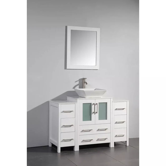 Vanity Art 48 Inch Single Sink Vanity Cabinet with Sink and Mirror (Vessel Sink) - 2 Side Cabinets VA3124-48