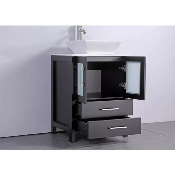 Vanity Art 48 Inch Single Sink Vanity Cabinet with Sink and Mirror (Vessel Sink) - 2 Side Cabinets VA3124-48