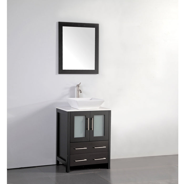 Vanity Art 24 Inch Vanity Cabinet With Ceramic Sink & Mirror VA3124