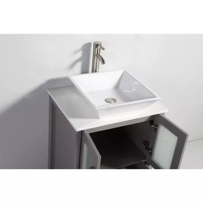 Vanity Art 72 Inch Double Sink Vanity Cabinet with Sink and Mirror (Vessel Sink) - 2 Side Cabinets VA3124-72