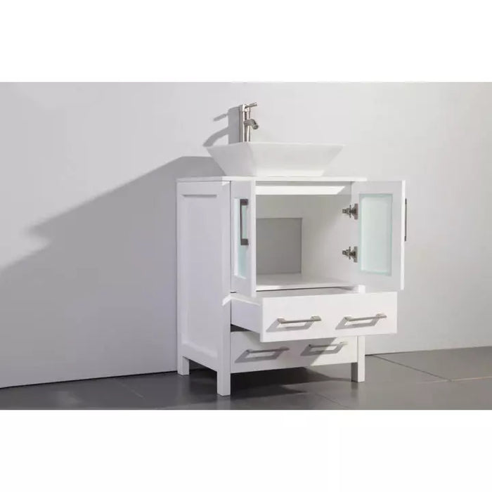 Vanity Art 72 Inch Double Sink Vanity Cabinet with Sink and Mirror (Vessel Sink) - 2 Side Cabinets VA3124-72