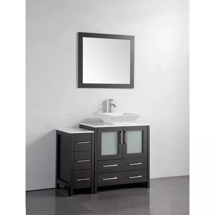 Vanity Art 42 Inch Single Sink Vanity Cabinet with Sink and Mirror (Vessel Sink) - 1 Side Cabinet VA3130-42