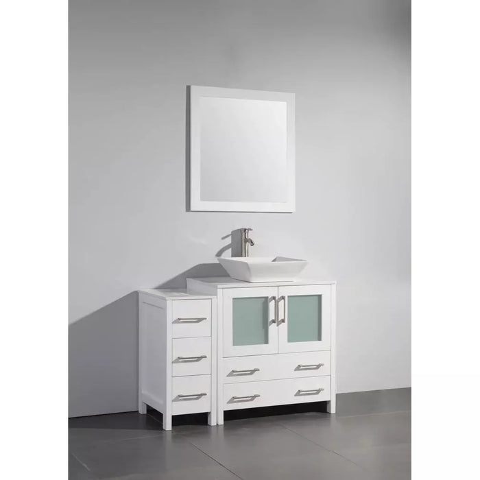 Vanity Art 42 Inch Single Sink Vanity Cabinet with Sink and Mirror (Vessel Sink) - 1 Side Cabinet VA3130-42