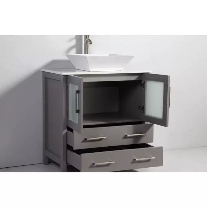 Vanity Art 42 Inch Single Sink Vanity Cabinet with Sink and Mirror (Vessel Sink) - 1 Side Cabinet VA3130-42