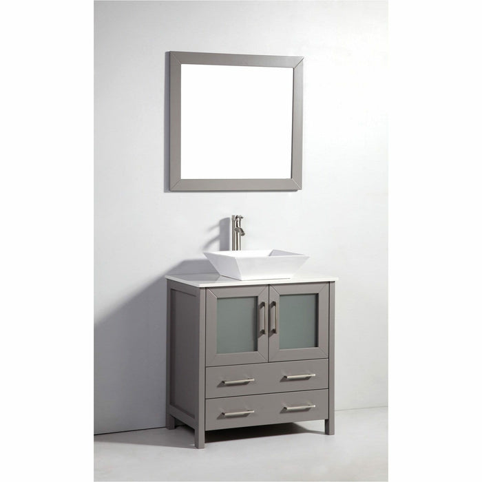 Vanity Art 30 Inch Vanity Cabinet With Ceramic Sink & Mirror VA3130