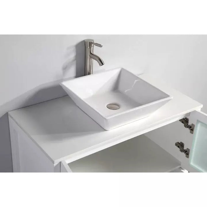 Vanity Art 42 Inch Single Sink Vanity Cabinet with Sink and Mirror (Vessel Sink) - 1 Side Cabinet VA3130-42