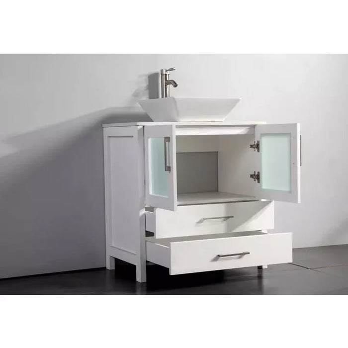 Vanity Art 42 Inch Single Sink Vanity Cabinet with Sink and Mirror (Vessel Sink) - 1 Side Cabinet VA3130-42