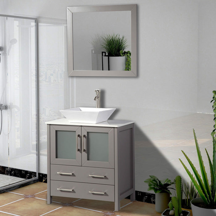 Vanity Art 30 Inch Vanity Cabinet With Ceramic Sink & Mirror VA3130