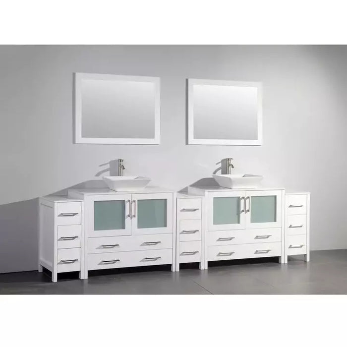 Vanity Art 108 Inch Double Sink Vanity Cabinet with Sink and Mirror (Vessel Sink) - 3 Side Cabinets VA3136-108