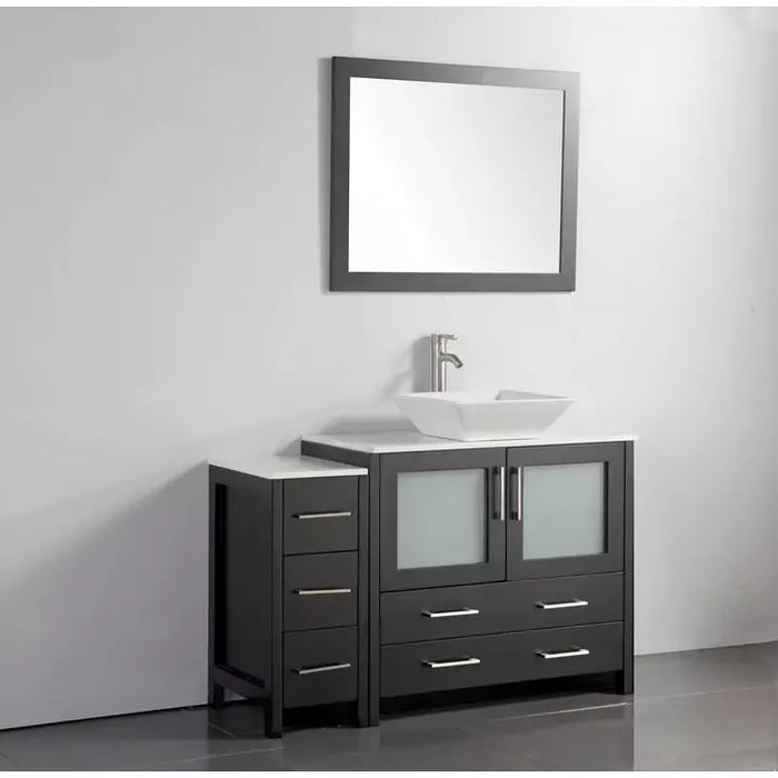 Vanity Art 48 Inch Single Sink Vanity Cabinet with Sink and Mirror (Vessel Sink) - 1 Side Cabinet VA3136-48