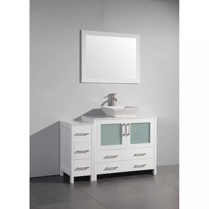 Vanity Art 48 Inch Single Sink Vanity Cabinet with Sink and Mirror (Vessel Sink) - 1 Side Cabinet VA3136-48