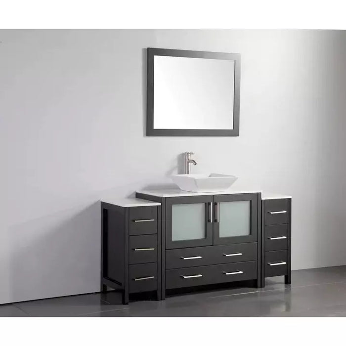 Vanity Art 60 Inch Single Sink Vanity Cabinet with Sink and Mirror (Vessel Sink) - 2 Side Cabinets VA3136-60