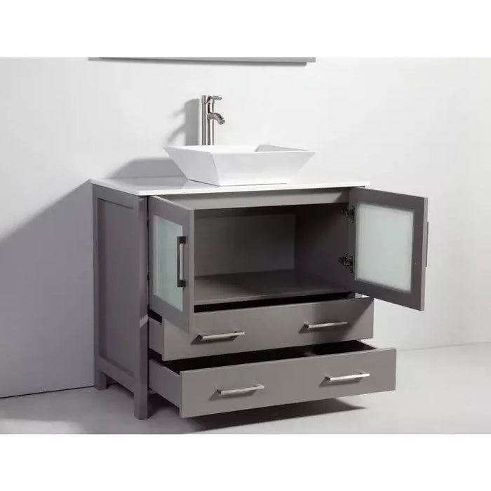 Vanity Art 60 Inch Single Sink Vanity Cabinet with Sink and Mirror (Vessel Sink) - 2 Side Cabinets VA3136-60