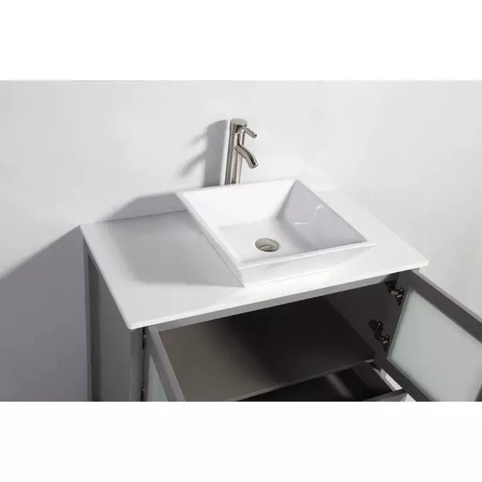 Vanity Art 48 Inch Single Sink Vanity Cabinet with Sink and Mirror (Vessel Sink) - 1 Side Cabinet VA3136-48