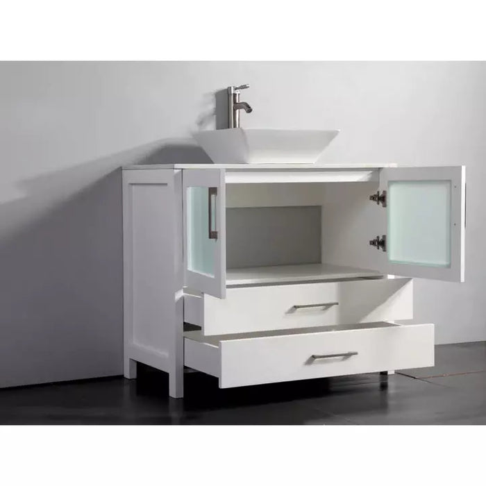 Vanity Art 36 Inch Single Sink Vanity Cabinet with Sink and Mirror (Vessel Sink) VA3136