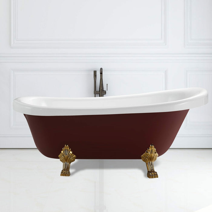 Vanity Art Red & White 67 Inch Freestanding Acrylic Soaking Bathtub VA6311-RL