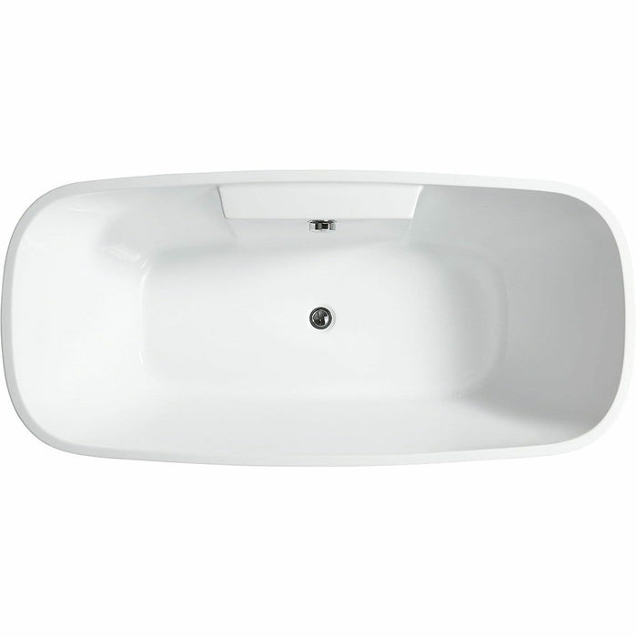 Vanity Art 67 Inch Freestanding White Acrylic Bathtub VA6835