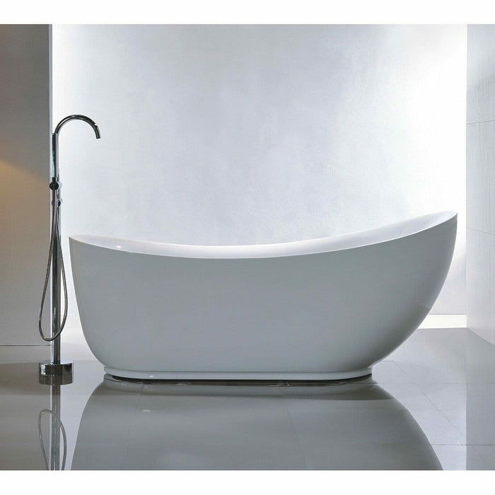 Vanity Art 71 Inch Freestanding White Acrylic Bathtub VA6512