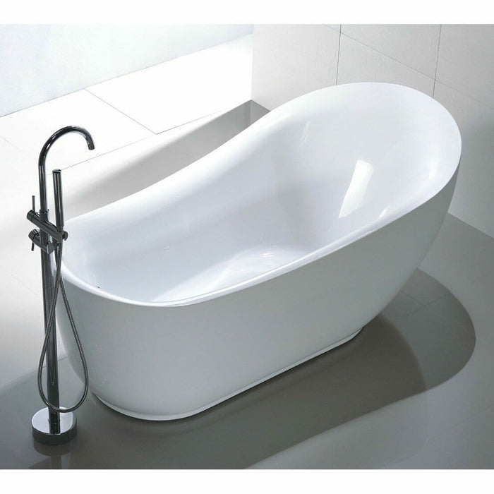 Vanity Art 71 Inch Freestanding White Acrylic Bathtub VA6512