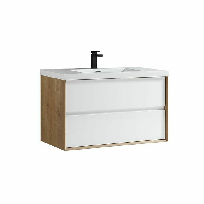 Moreno Bath Kingdee 42 Inch Wall Mounted Vanity With Acrylic Top In High Gloss White BT005-42