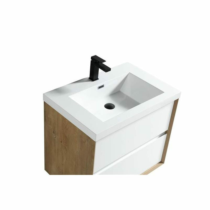 Moreno Bath Kingdee 30 Inch Wall Mounted Vanity With Acrylic Top In High Gloss White BT005-30GW