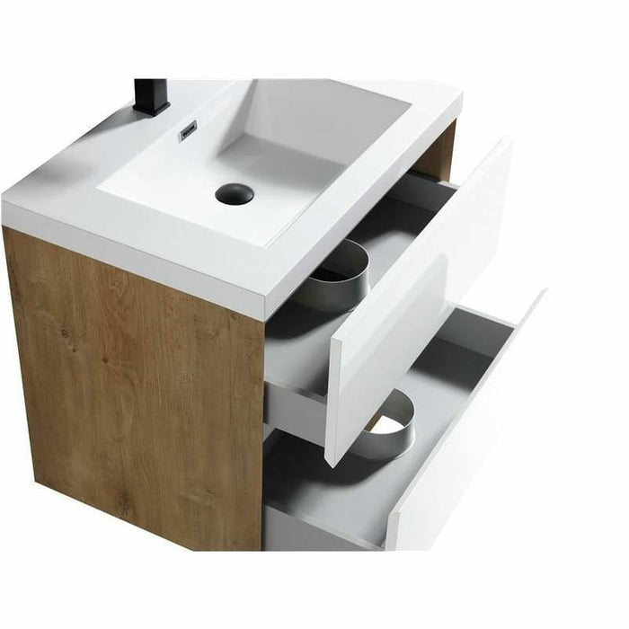 Moreno Bath Kingdee 36 Inch Wall Mounted Vanity With Acrylic Top In High Gloss White BT005-36GW