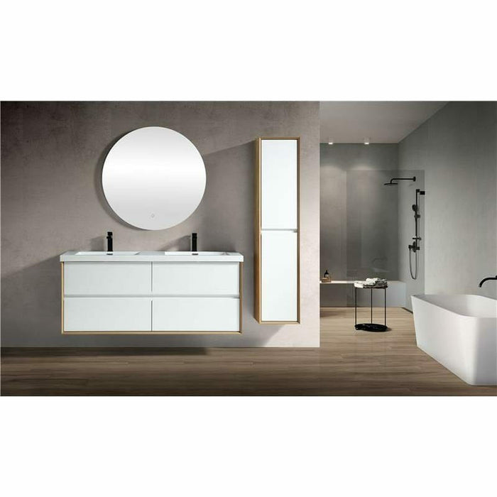 Moreno Bath Kingdee 60 Inch Wall Mounted Double Sink Vanity With Acrylic Top In High Gloss White BT005-60DGW