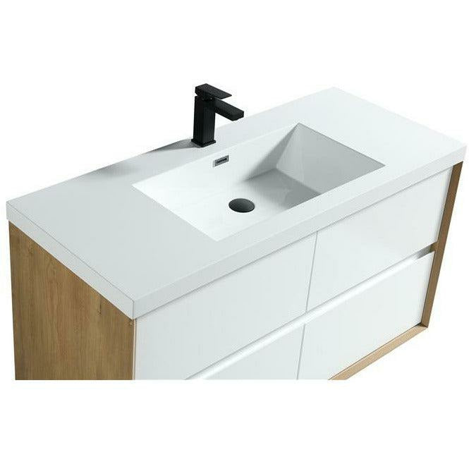 Moreno Bath Kingdee 48 Inch Wall Mounted Vanity With Acrylic Top In High Gloss White BT005-48GW