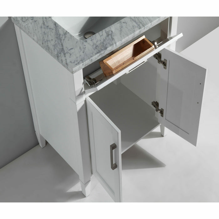 Vanity Art 30 Inch Single Sink Cabinet With White Carrara Marble Vanity Top With Sink & Mirror VA2030