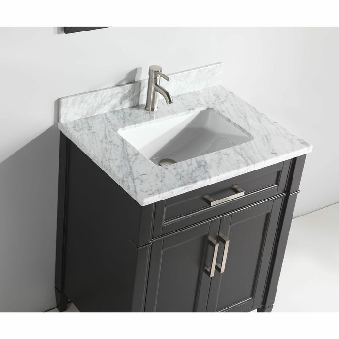 Vanity Art 30 Inch Single Sink Cabinet With White Carrara Marble Vanity Top With Sink & Mirror VA2030